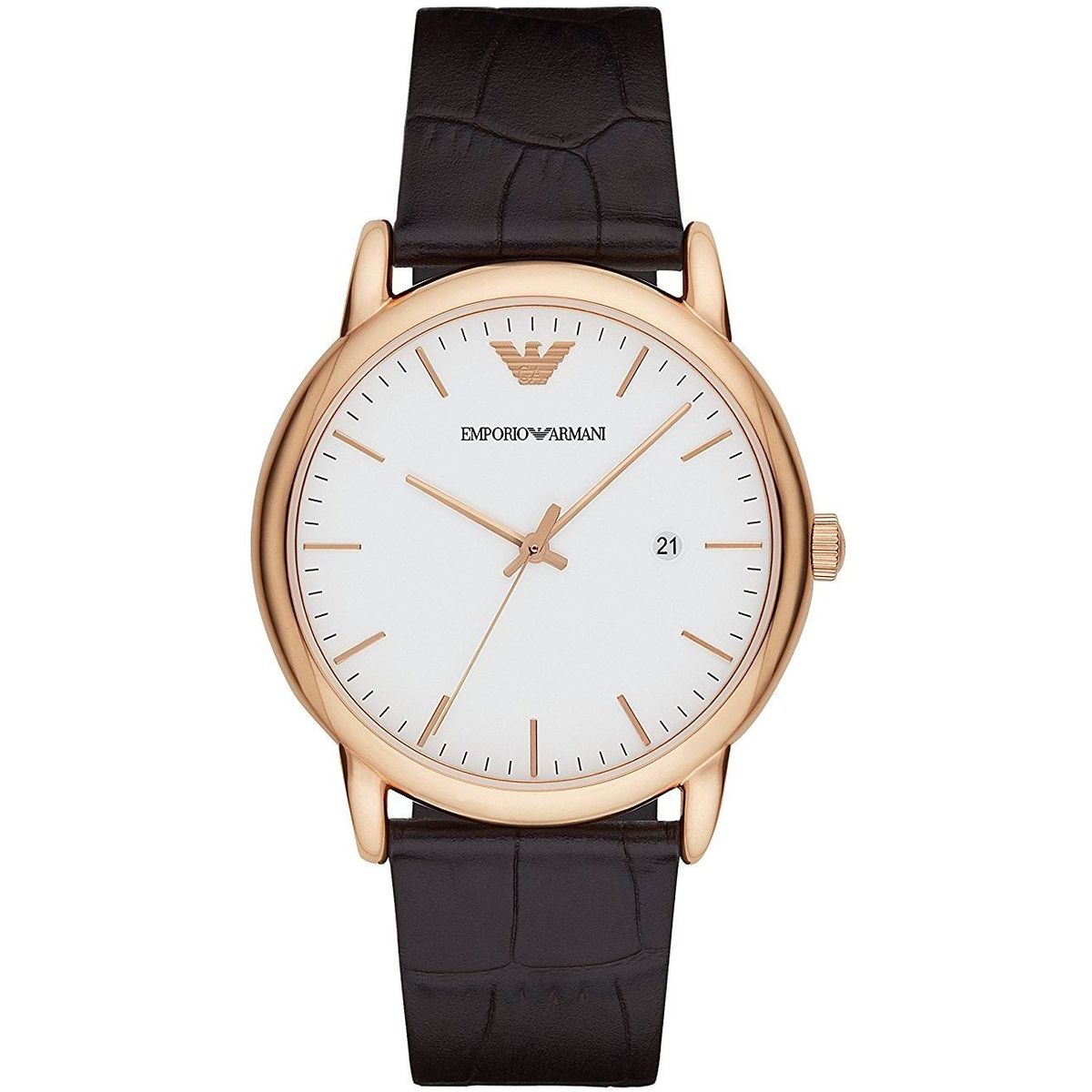 Elegante Roségold Lederuhr