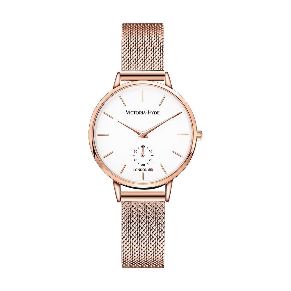 Klassische roségoldene Mesh-Uhr