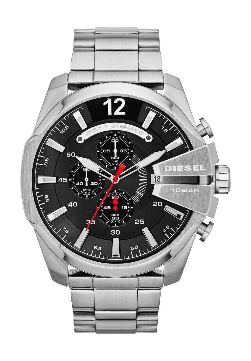 Sportliche silberne Edelstahl Chronograph Uhr