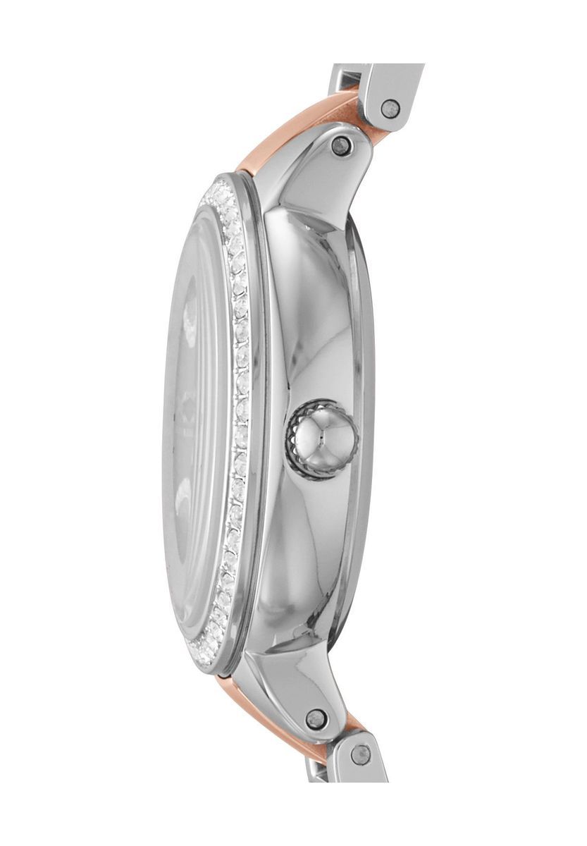 Elegante Bicolor Damenuhr mit Kristallen