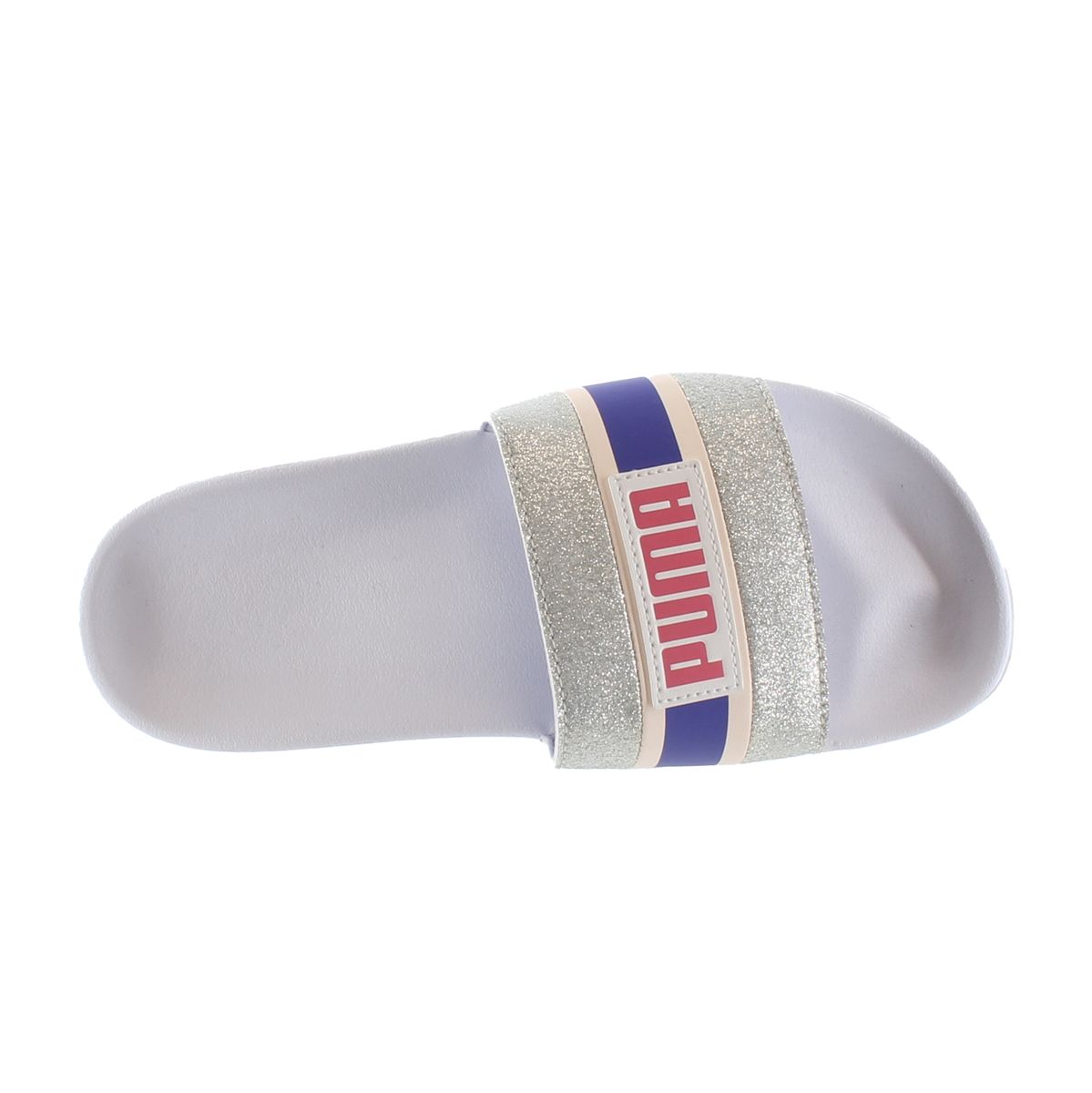 Glitzer Pantolette mit Logo Detail