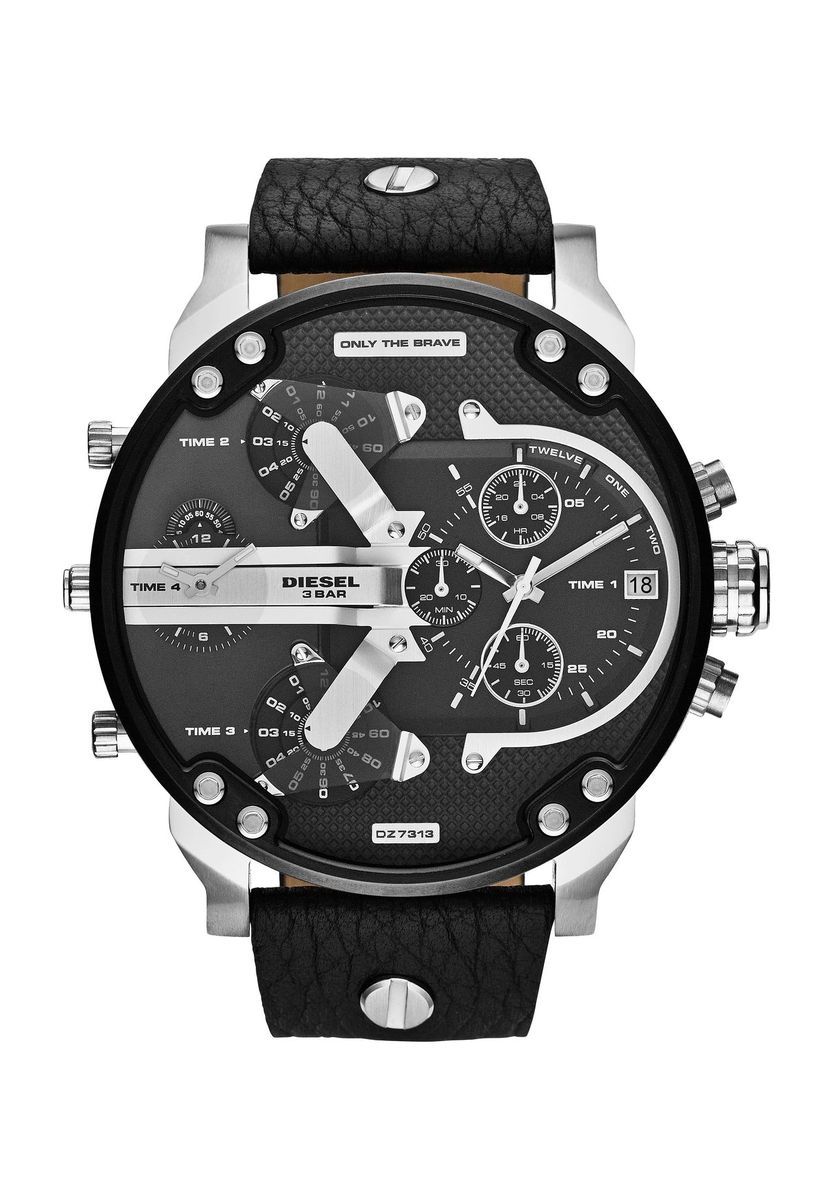 Übergroße Chronographenuhr Schwarz und Silber