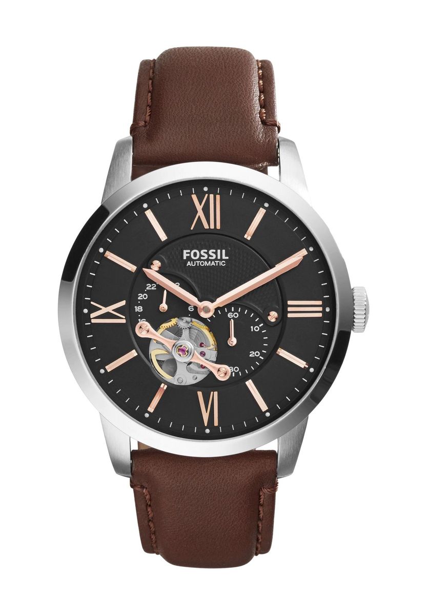 Herren Automatikuhr braunes Lederarmband