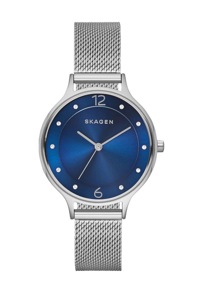 Elegante Edelstahluhr mit blauem Zifferblatt