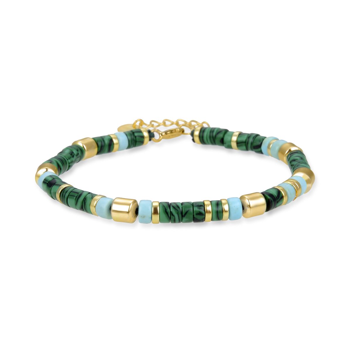 Malachit- und Goldperlenarmband