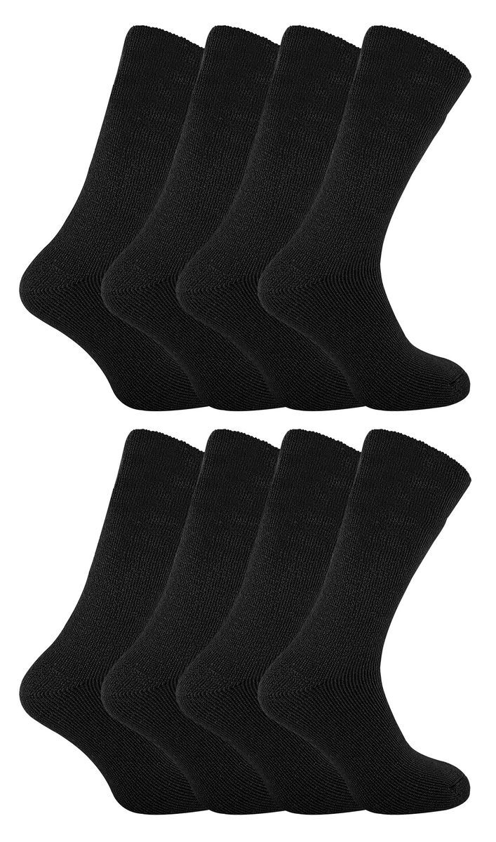 8 Pack Herren Thermo-Schlafsocken | Weiche & bequeme warme Bettsocken für Männer - Schwarz