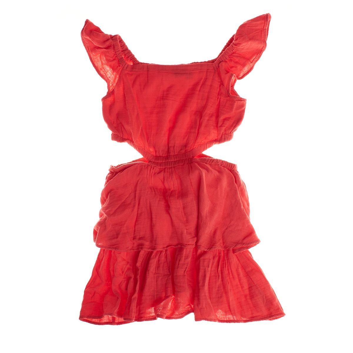 Gestuftes Mini-Kleid mit Rüschen und Cutout
