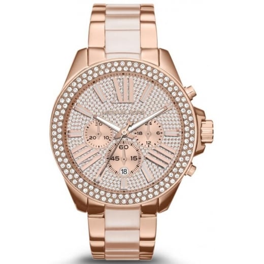 Elegante roségoldene Kristalluhr