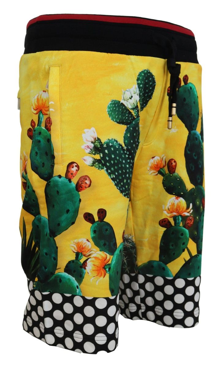 Sweatshorts mit Kaktus-Print und Kontrastsäumen