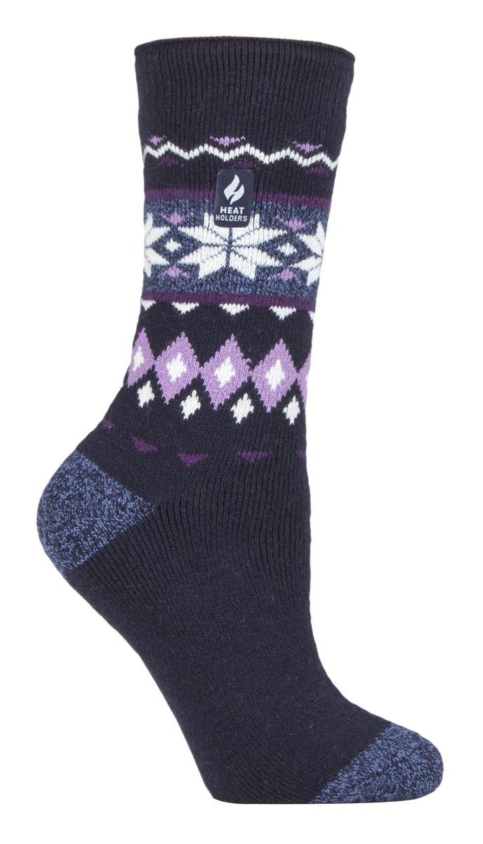 Heat Holders Lite - Womens isoliert thermische Socken | Mehrere Designs einschließlich Argyle Streifen Herzen Sterne | Warme Socken für den Winter - Denim (Lima)