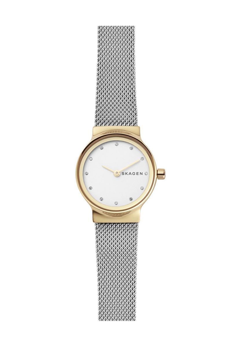 Elegante Bicolor Damenuhr mit Kristallen