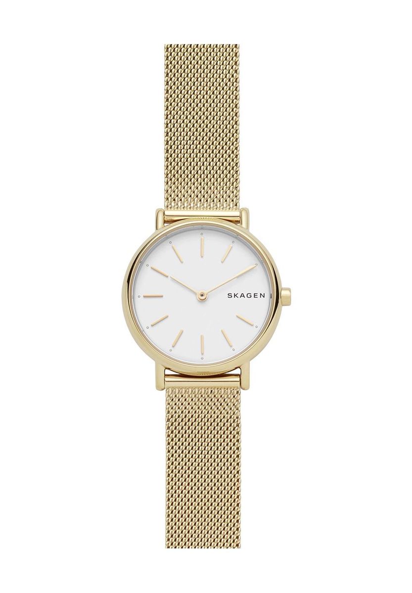 Elegante goldene Armbanduhr mit Mesh-Armband