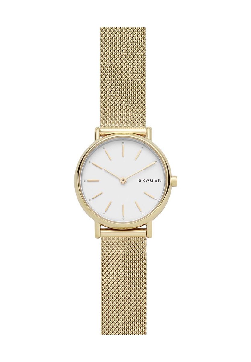 Elegante goldene Armbanduhr mit Mesh-Armband