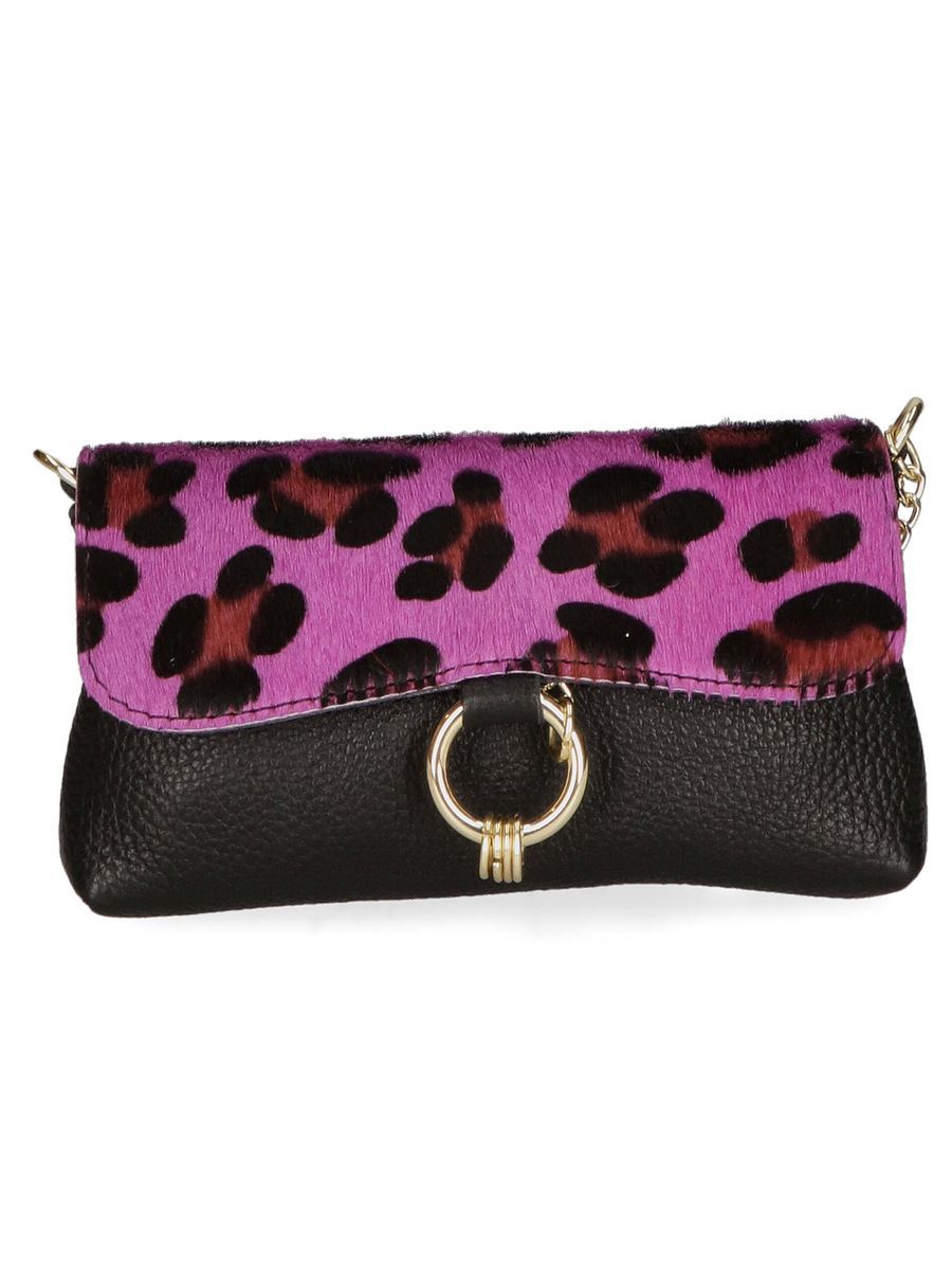 Fuchsia Clutch Tasche mit Leopardenmuster