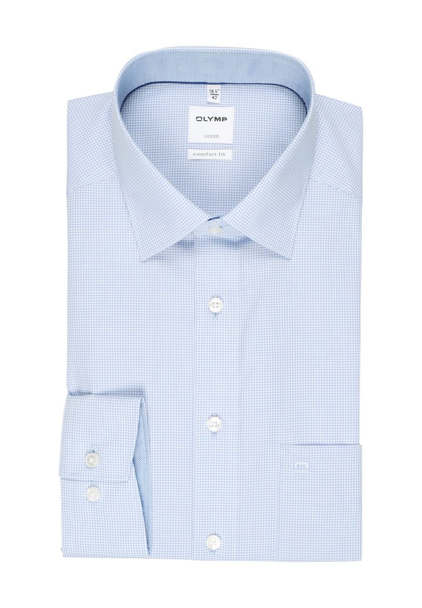 Hellblaues kariertes Comfort Fit Hemd