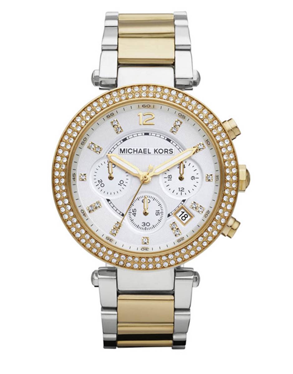 Damen Zweifarbige Uhr mit Kristalllünette