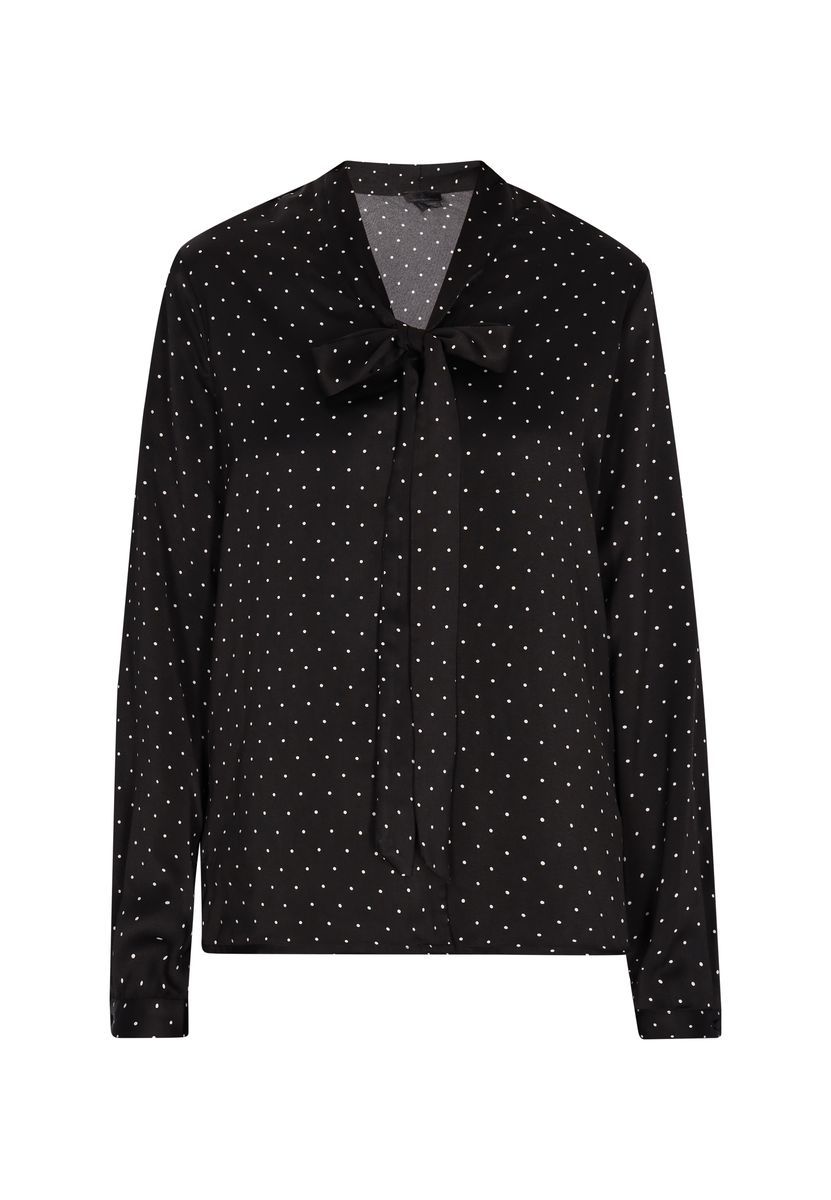 Gepunktete Bluse mit Schleifenkragen