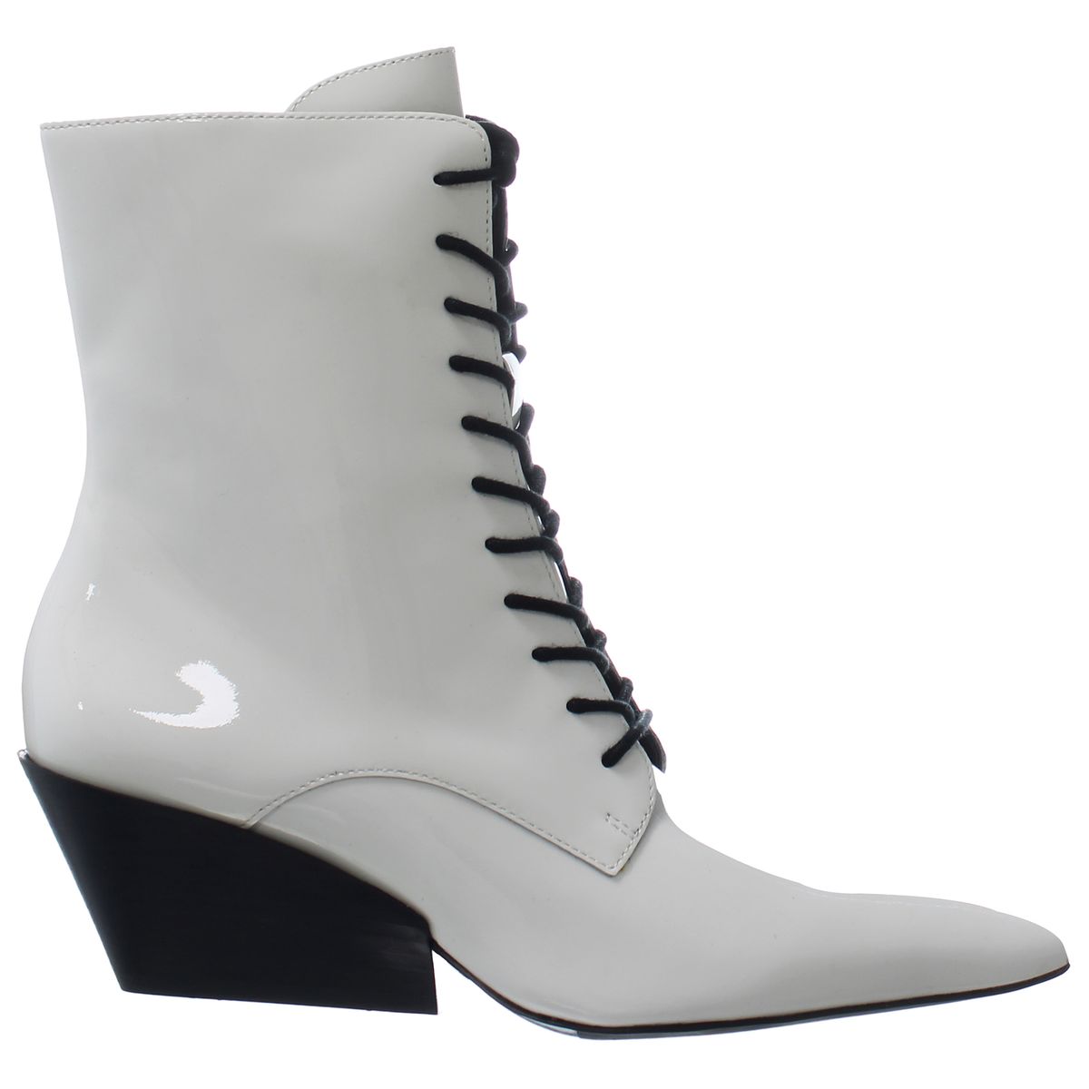 Weiße Schnürstiefel mit spitzer Zehe