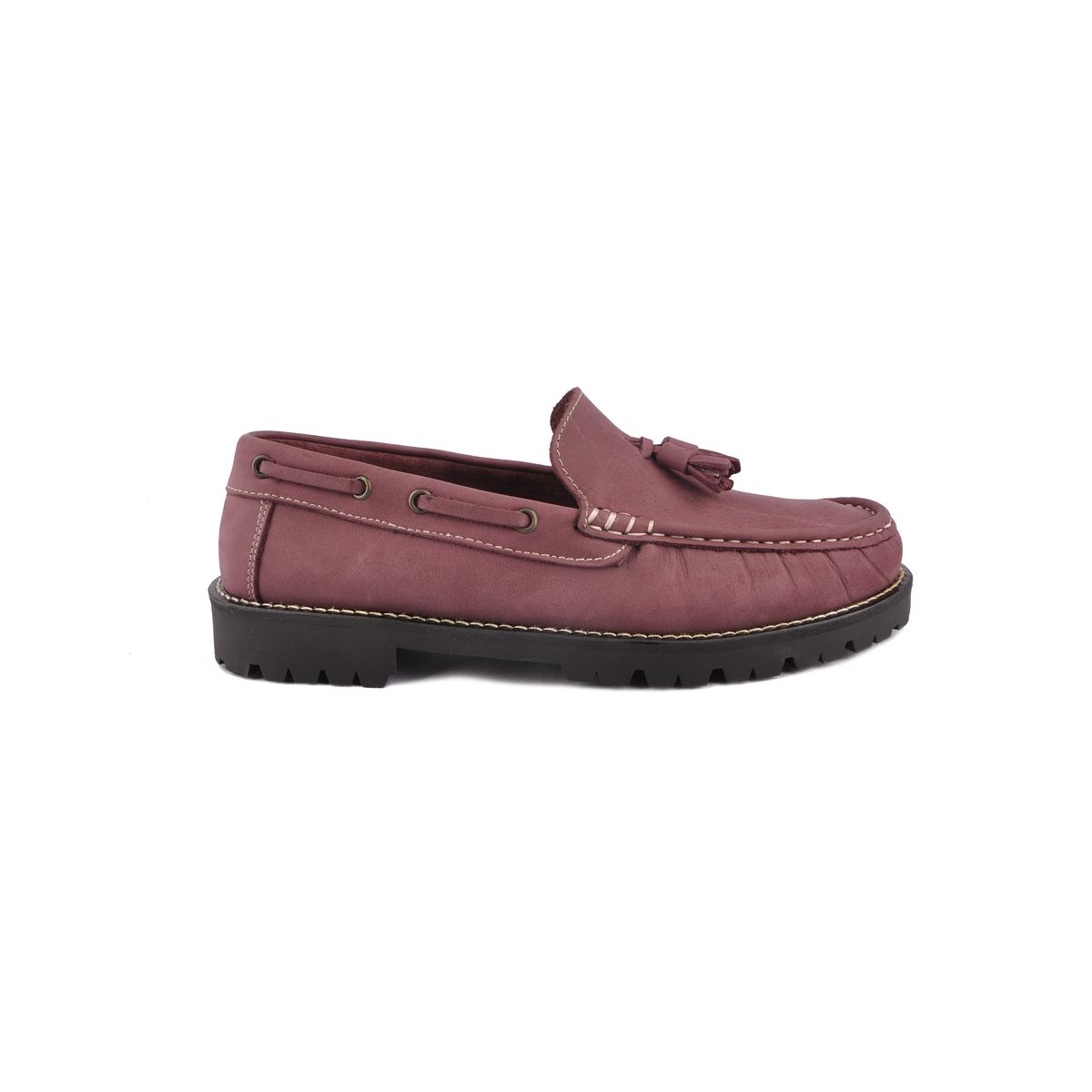 Herren Leder Slipper Quaste Burgunder