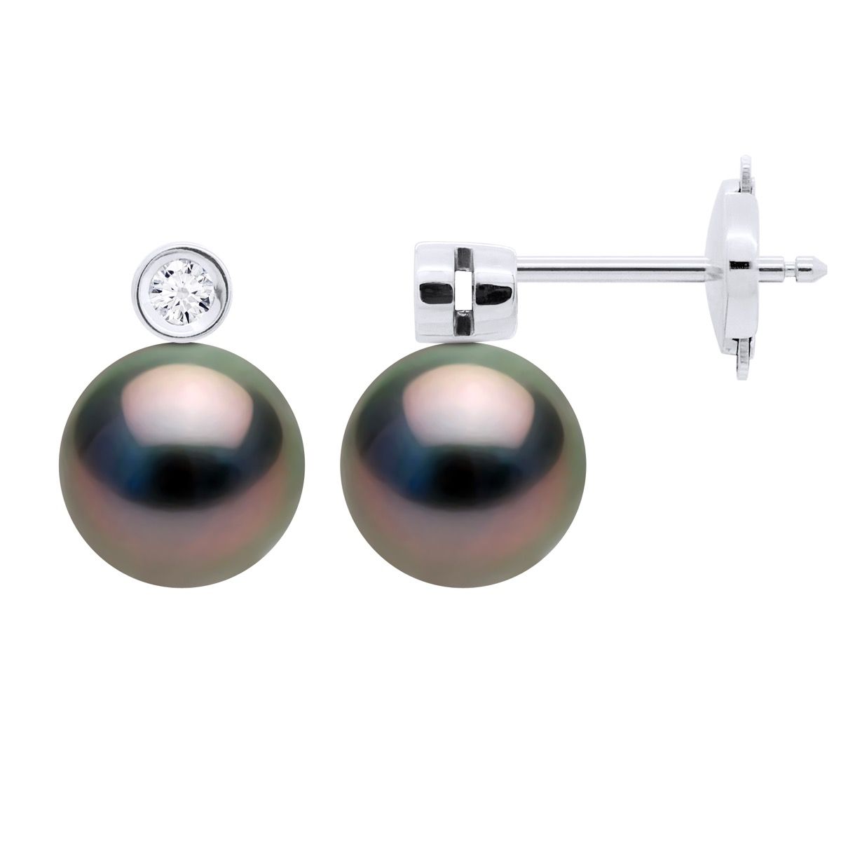 Tahitiperlen-Ohrstecker mit Diamant