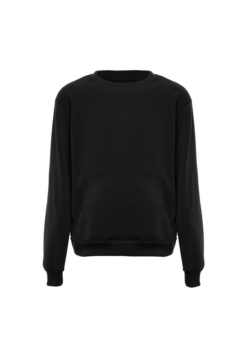 Klassischer Schwarzer Rundhals-Pullover