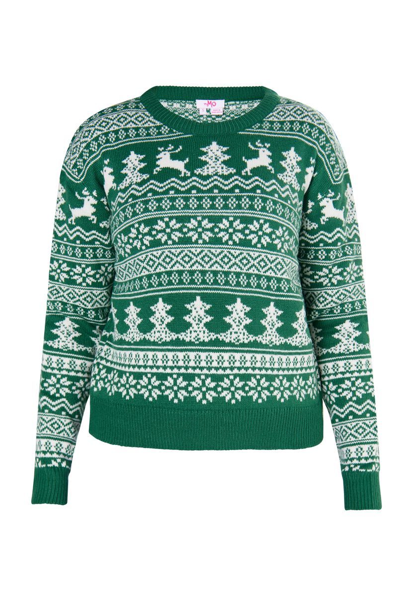 Grüner Fair Isle Weihnachtspullover