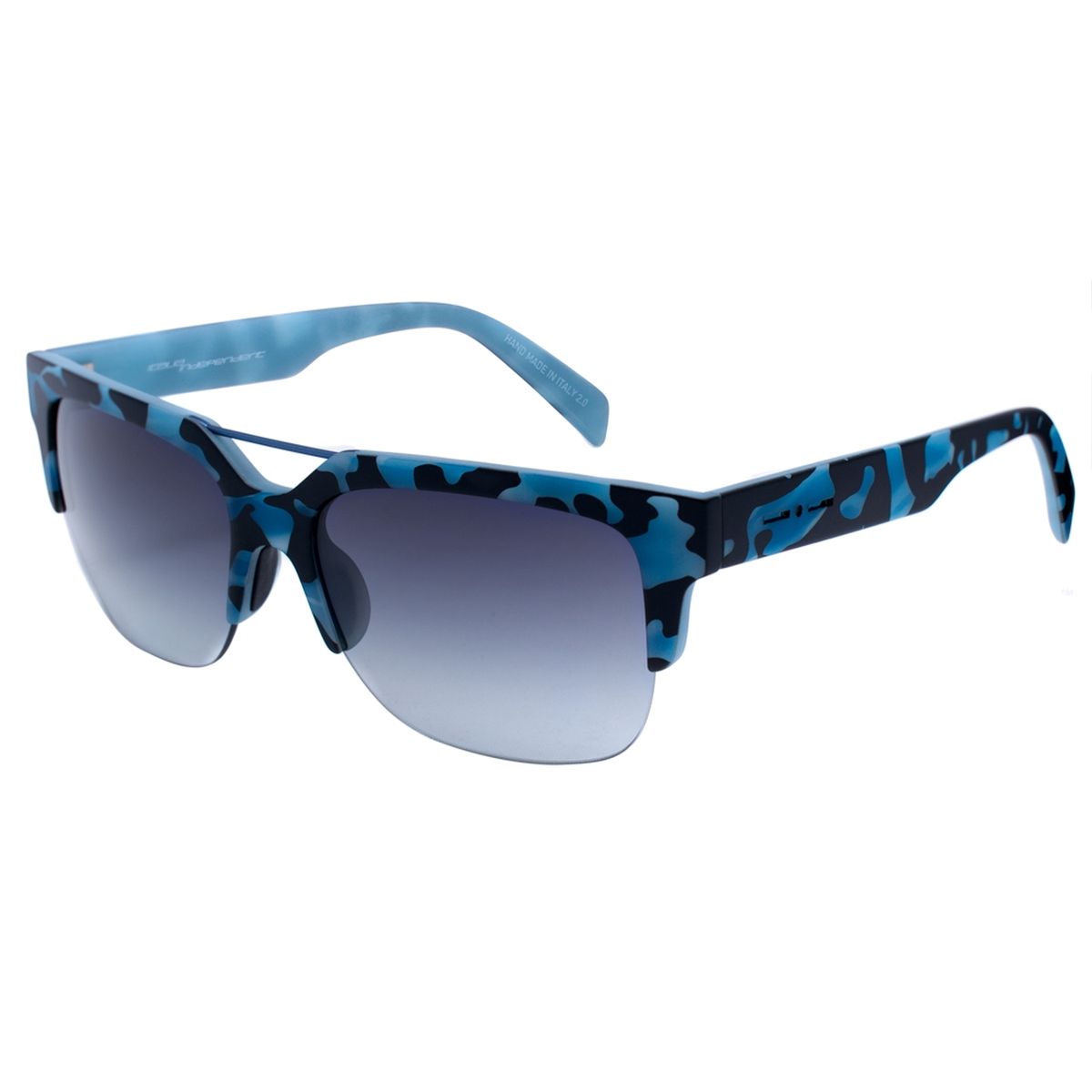 Blaue Sonnenbrille mit Camouflage-Muster