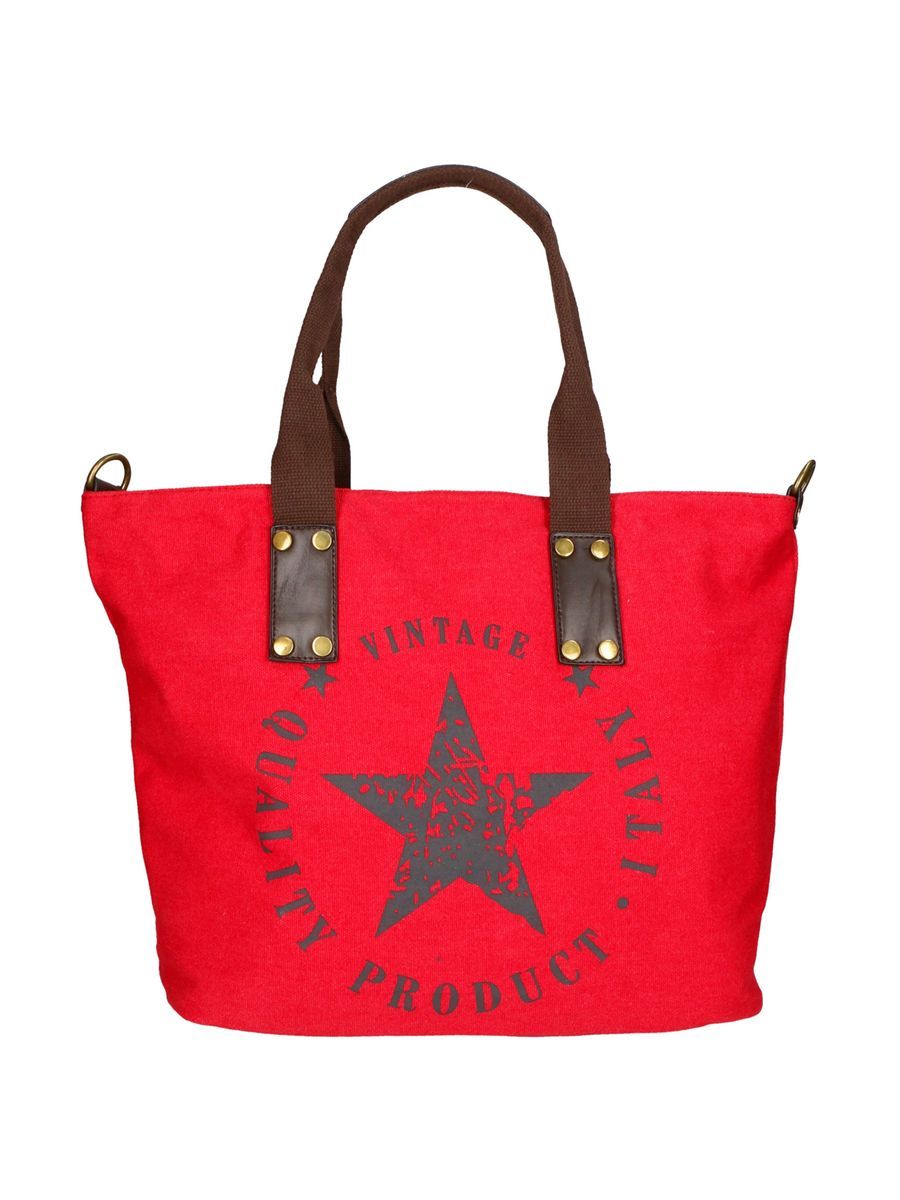 Rote Segeltuchtasche mit Sternenmuster