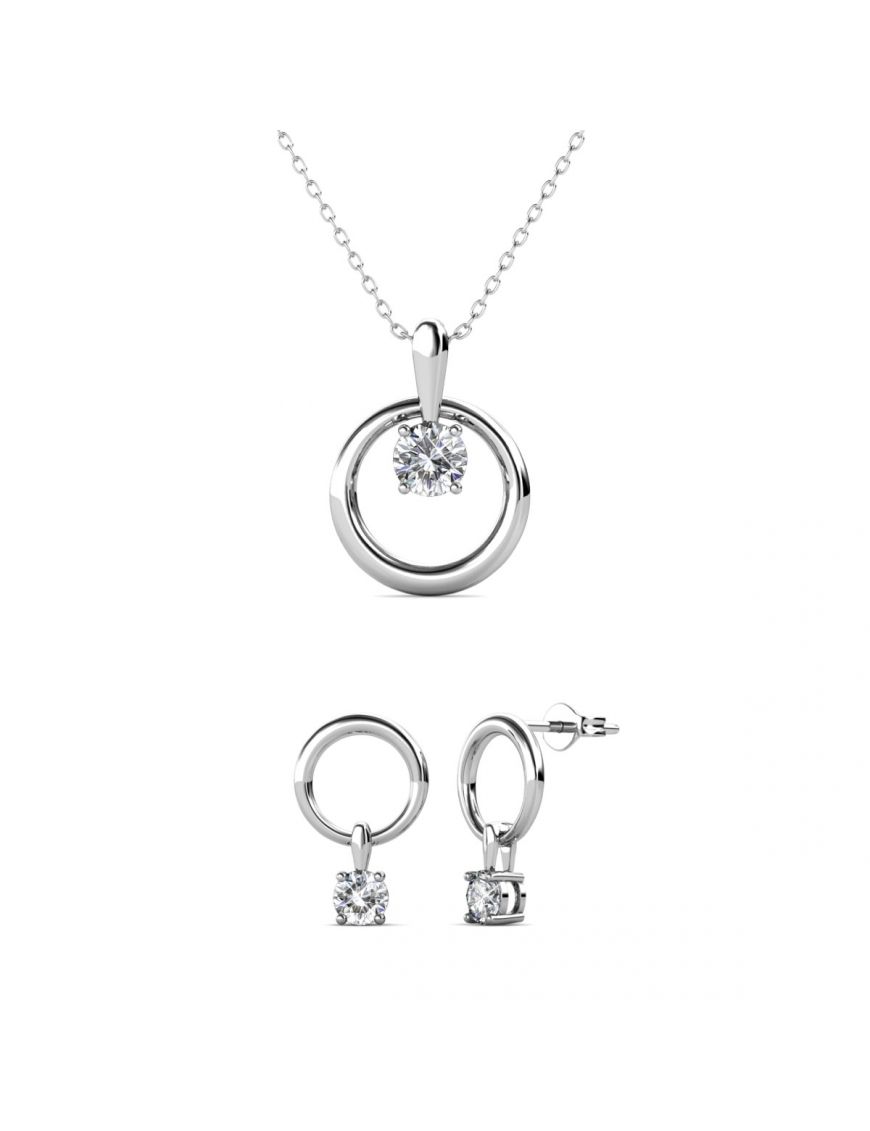 Kreis Anhänger Halskette und Ohrringe Set