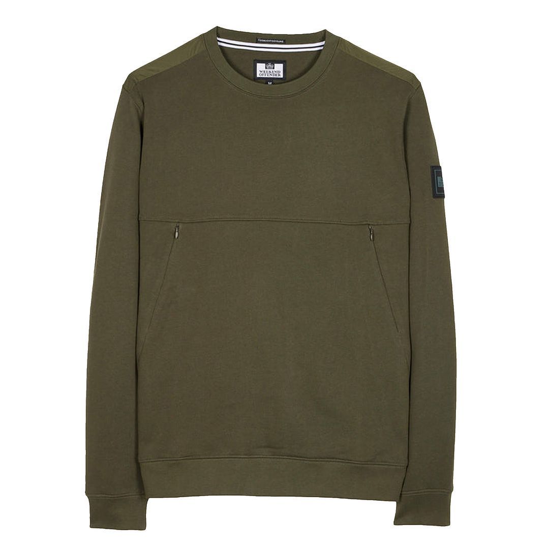 Olivgrüner Pullover mit Brusttaschen