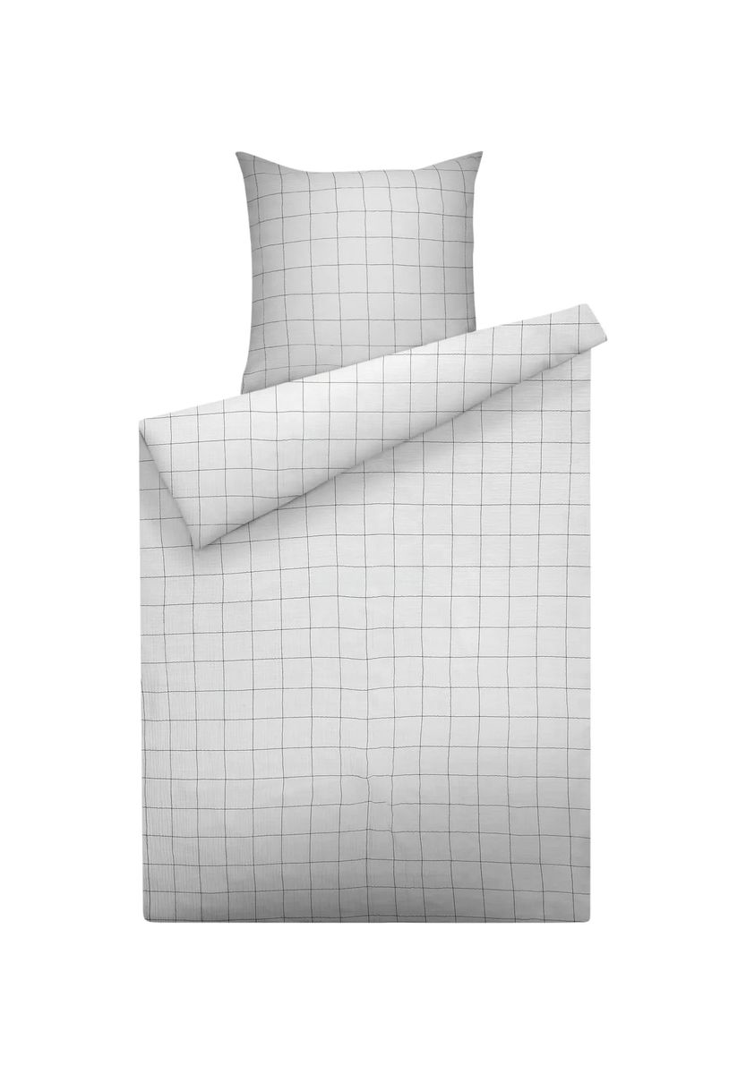 kaeppel Musselin-Bettwäsche "Grid", grau, 155X220