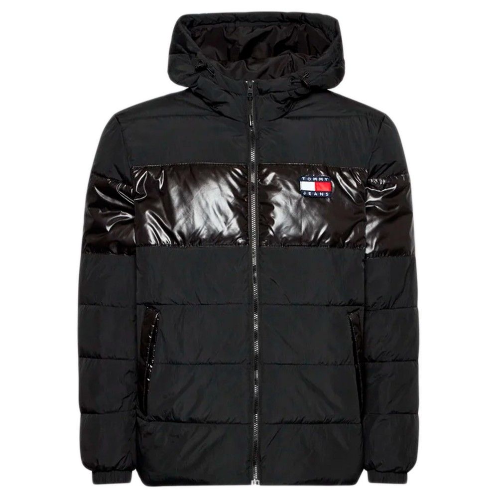 Schwarze Herren Steppjacke mit Füllung