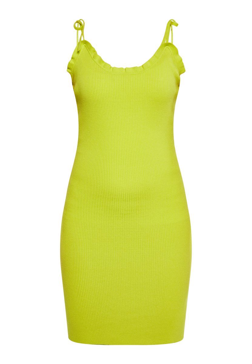 Geripptes Bodycon-Kleid mit Rüschen und Trägern