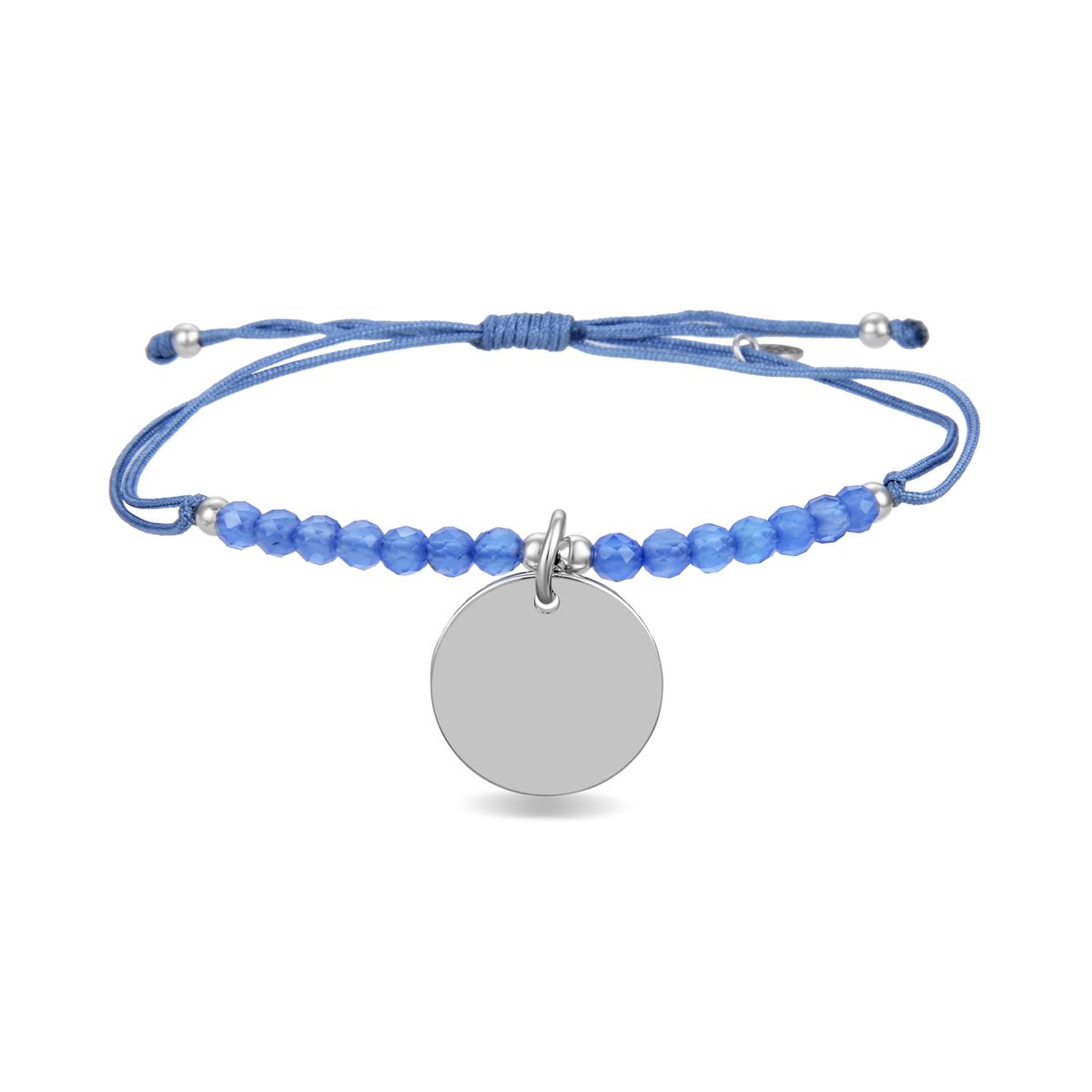 Blaues Achat-Perlenarmband aus Sterlingsilber