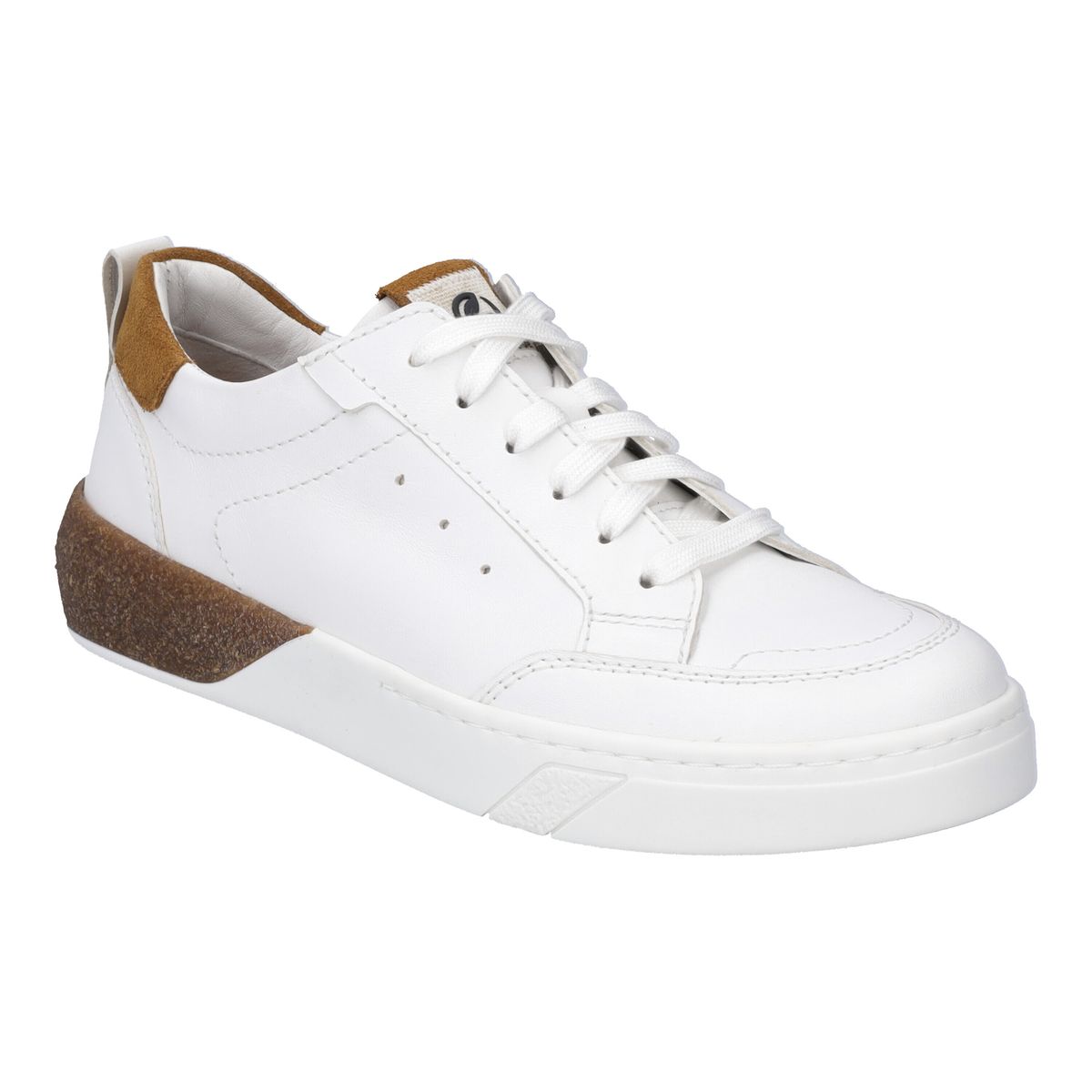 Weißer lässiger Schnür-Sneaker aus Leder