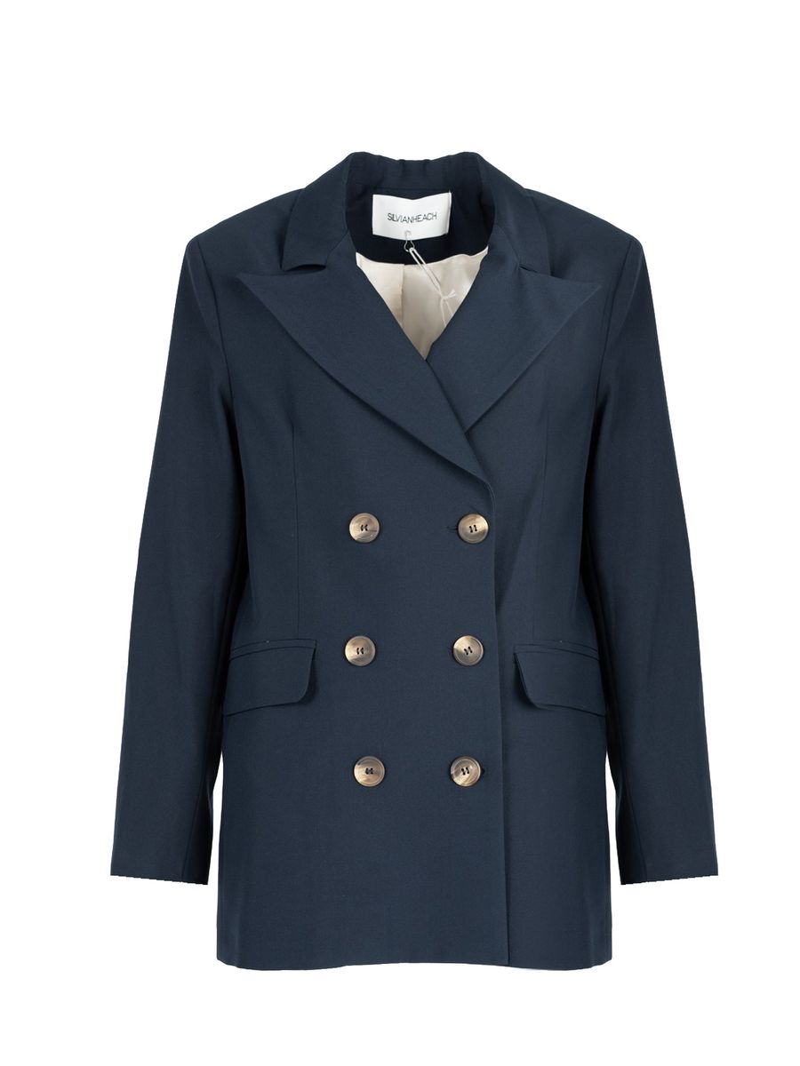 Marineblauer Damen-Blazer mit Doppelknopfreihe