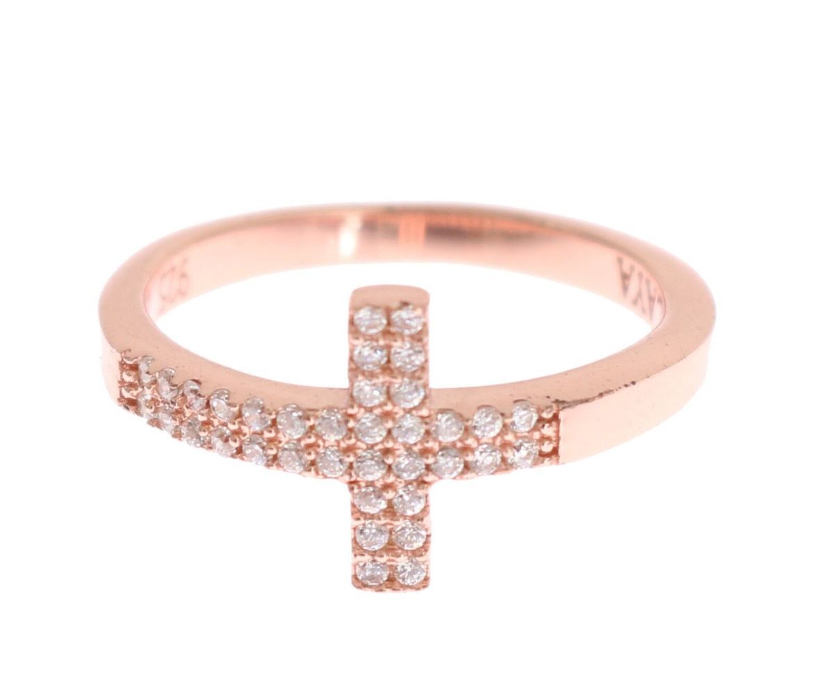 Nialaya Roségold 925 Silber Damen Kreuz CZ Ring