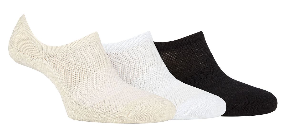 Damen Bamboo No Show Socken | Jeep | Atmungsaktiv Anti Blister gepolstert unsichtbare Socken mit Anti-Rutsch-Ferse Grip - Creme / Schwarz / Weiß