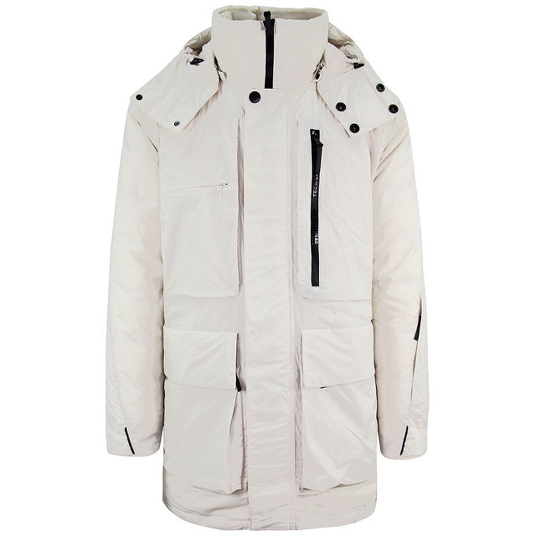 Herren White Techwear Parka Jacke