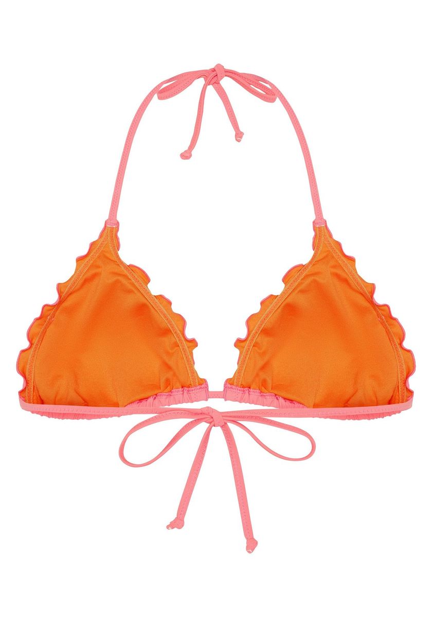 Triangel-Bikini-Top mit Rüschen und Bindebändern