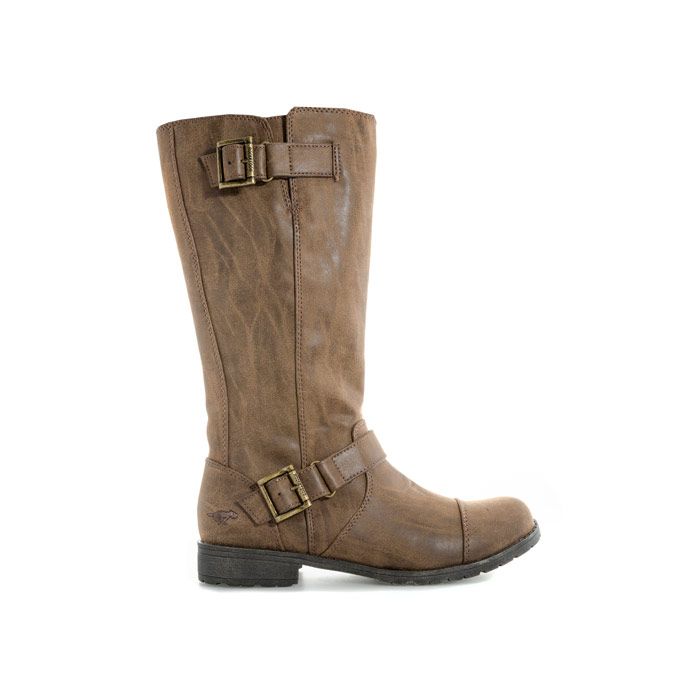 Braune Wadenhohe Bikerstiefel