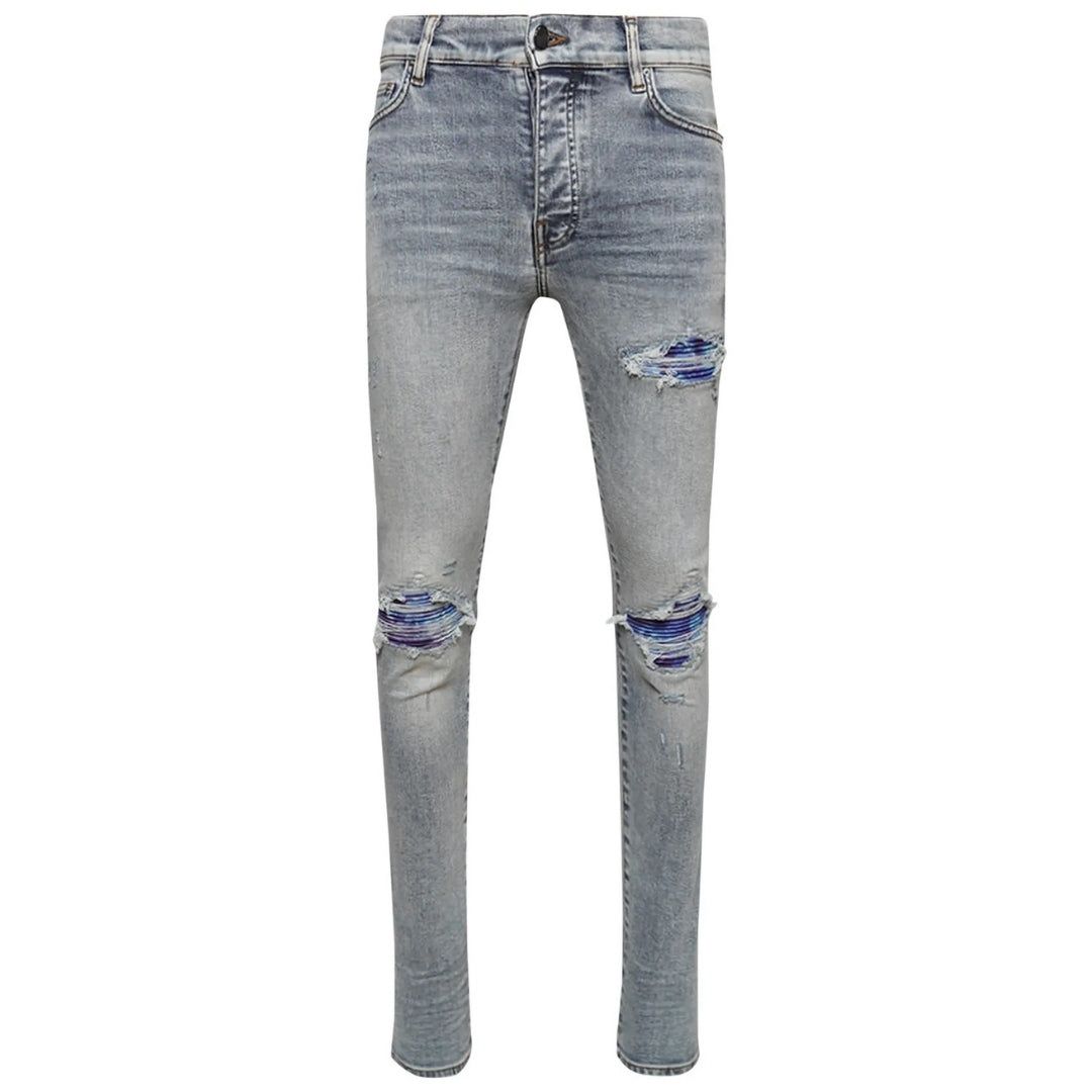Zerrissene Skinny Jeans mit Batikmuster