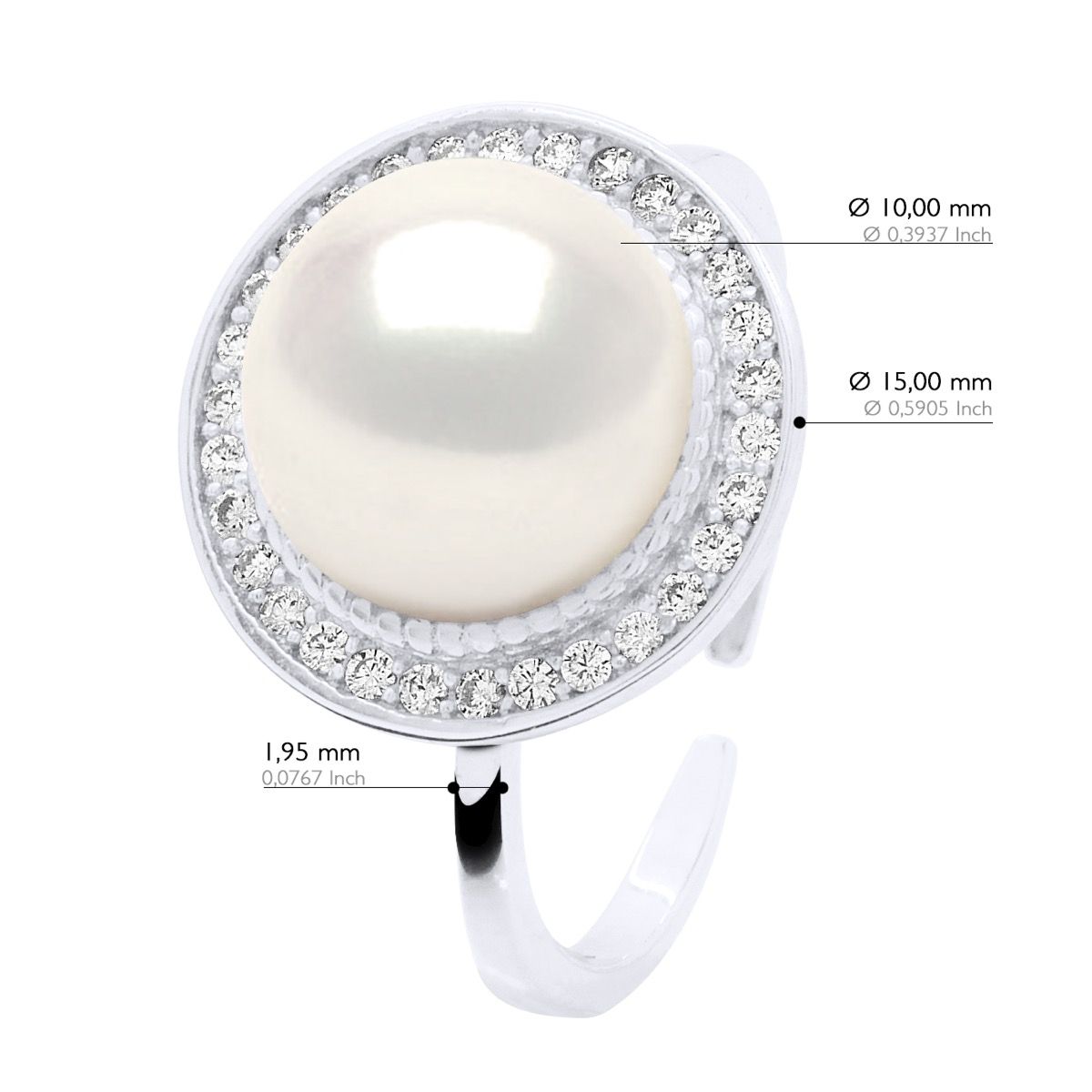 Eleganter Perlenring mit Zirkonia-Kranz