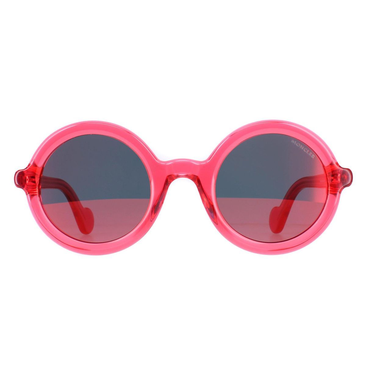 Runde fuchsiafarbene Sonnenbrille mit Spiegelgläsern
