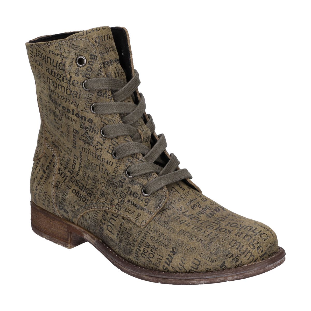 Stiefeletten aus Leder mit Stadt-Print
