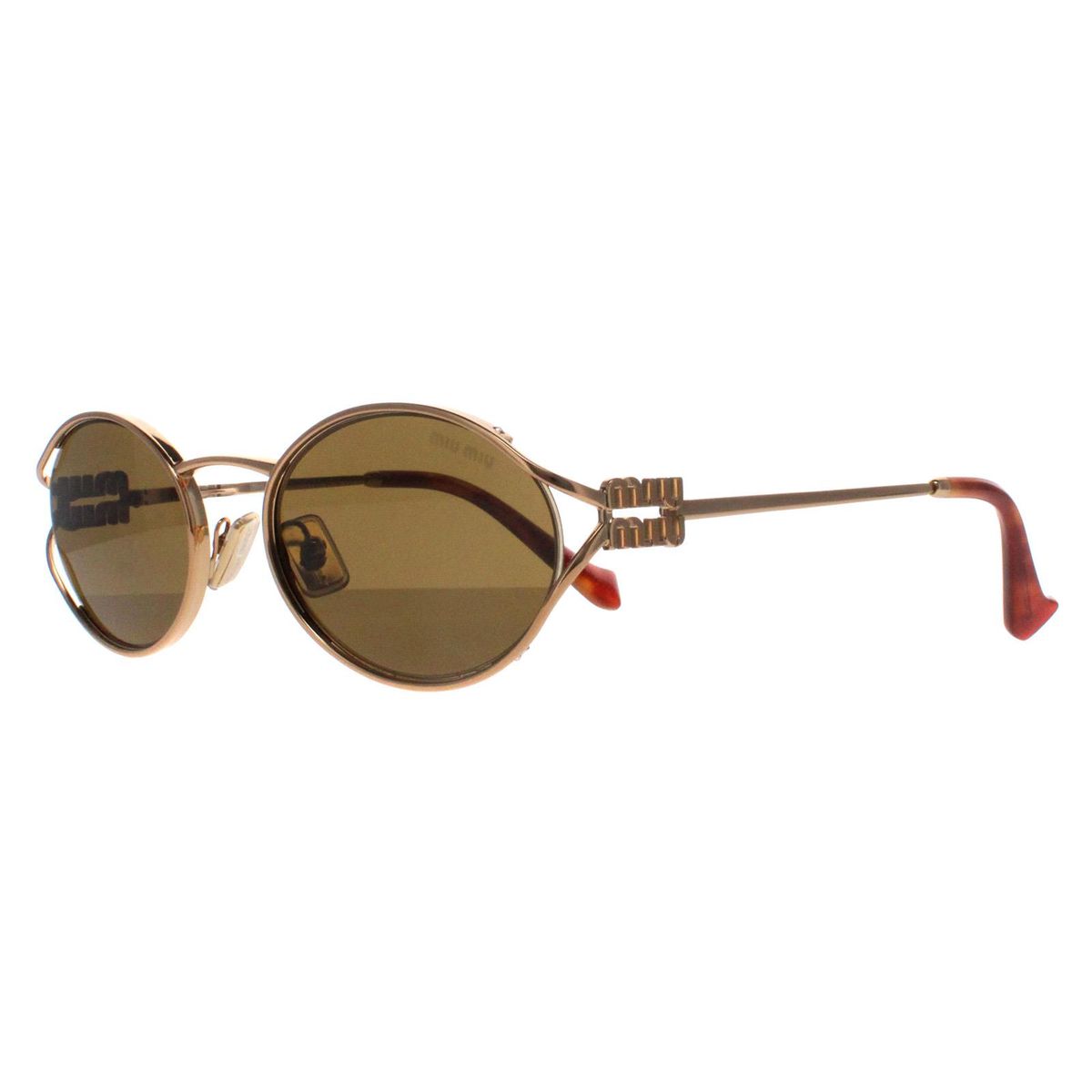 Ovale Metallsonnenbrille mit offenen Bügeln