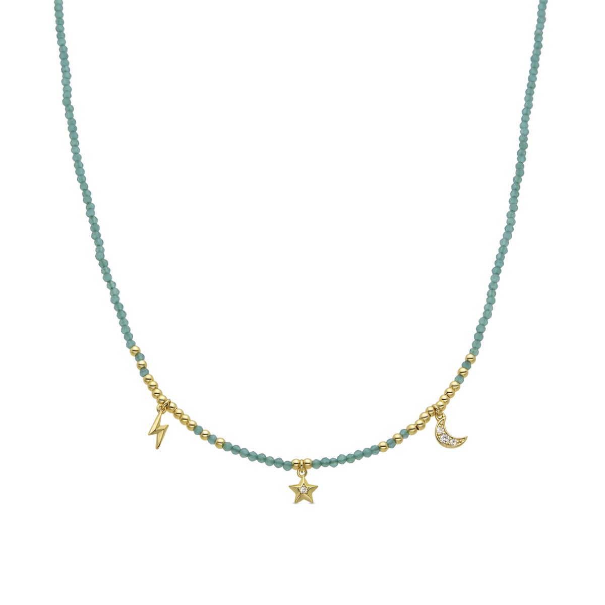 Kristall-Charm-Halskette mit Perlen