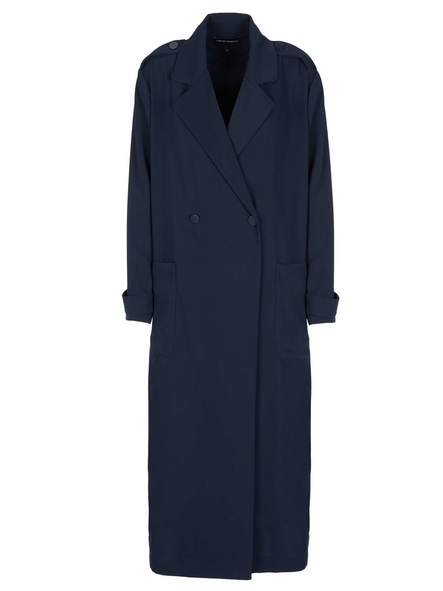 Langer zweireihiger Trenchcoat