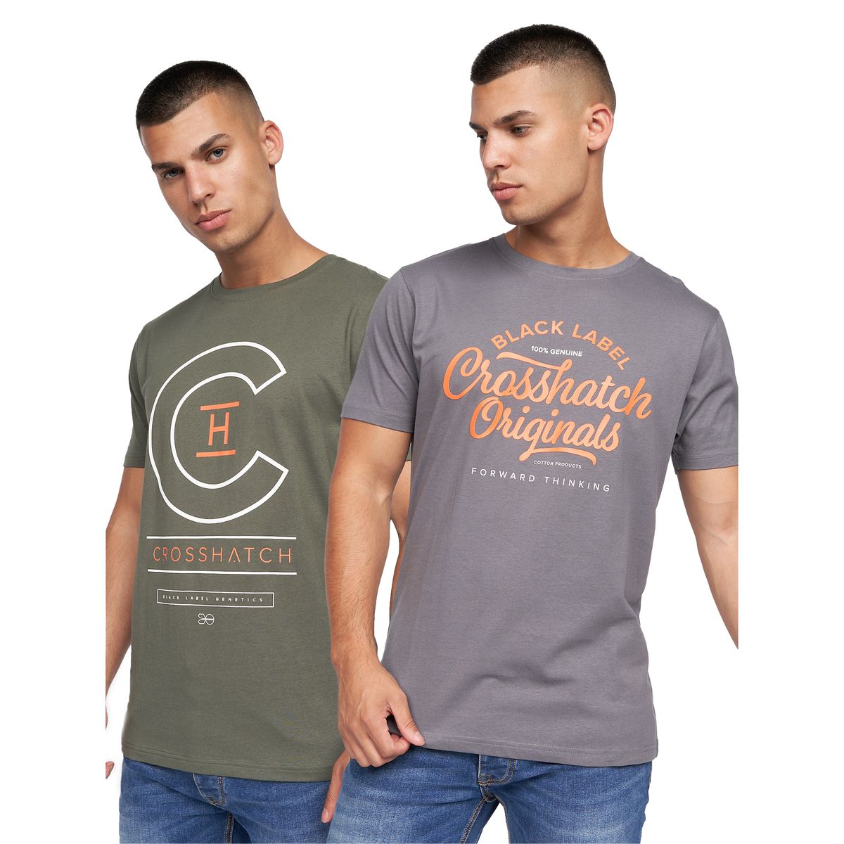 Herren T-Shirt mit Grafikdruck im Doppelpack