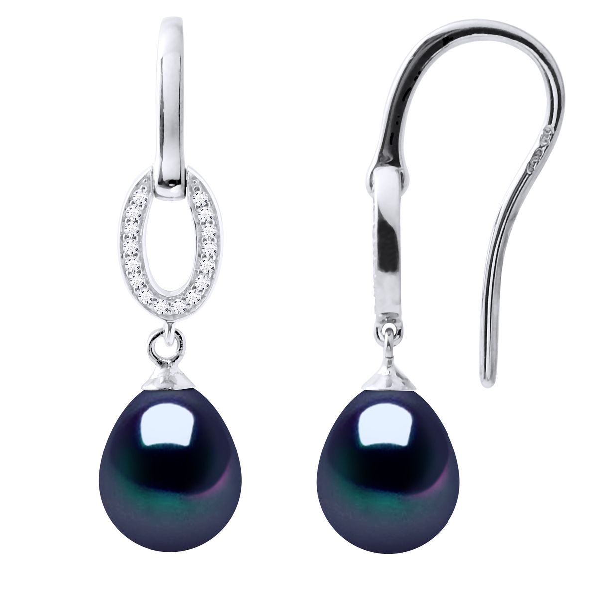 Schwarze Perlenohrringe Sterling